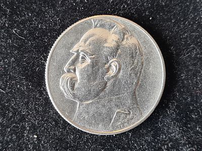 Монета Польша - 5 злотых (zlotych) 1936 года "Пилсудский". Серебро. Вес 11 гр. 
Состояние 