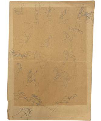 "Позы". Н.Татлин?. . Бумага, графит. 
Размеры: 30 х 21 см. 
Состояние: следы времени, сгиб листа 