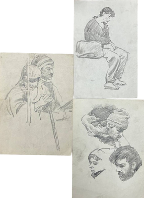 Эскизы. В.Незнайкин. Бумага, графит. 
Размеры: 21 х 15 см. 
Незнайкин Иван Петрович (1916 - 