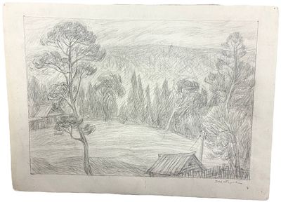 Эскиз к автолитографии "Предуралье". Дехтерева Татьяна Александровна. 1970-е года. Бумага 