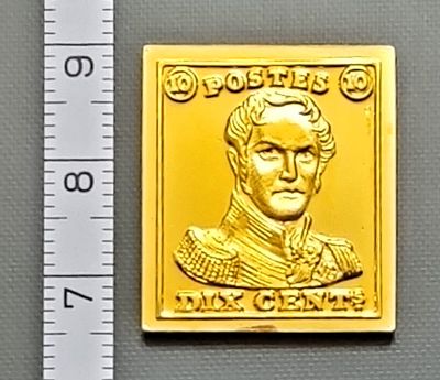 1849. Belgium = 10 Centines. (King) Leopold I 
ПЕРВАЯ ПОЧТОВАЯ МАРКА БЕЛЬГИИ 
Золотая реплика 