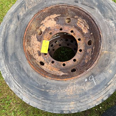 2 x single tyres on rims