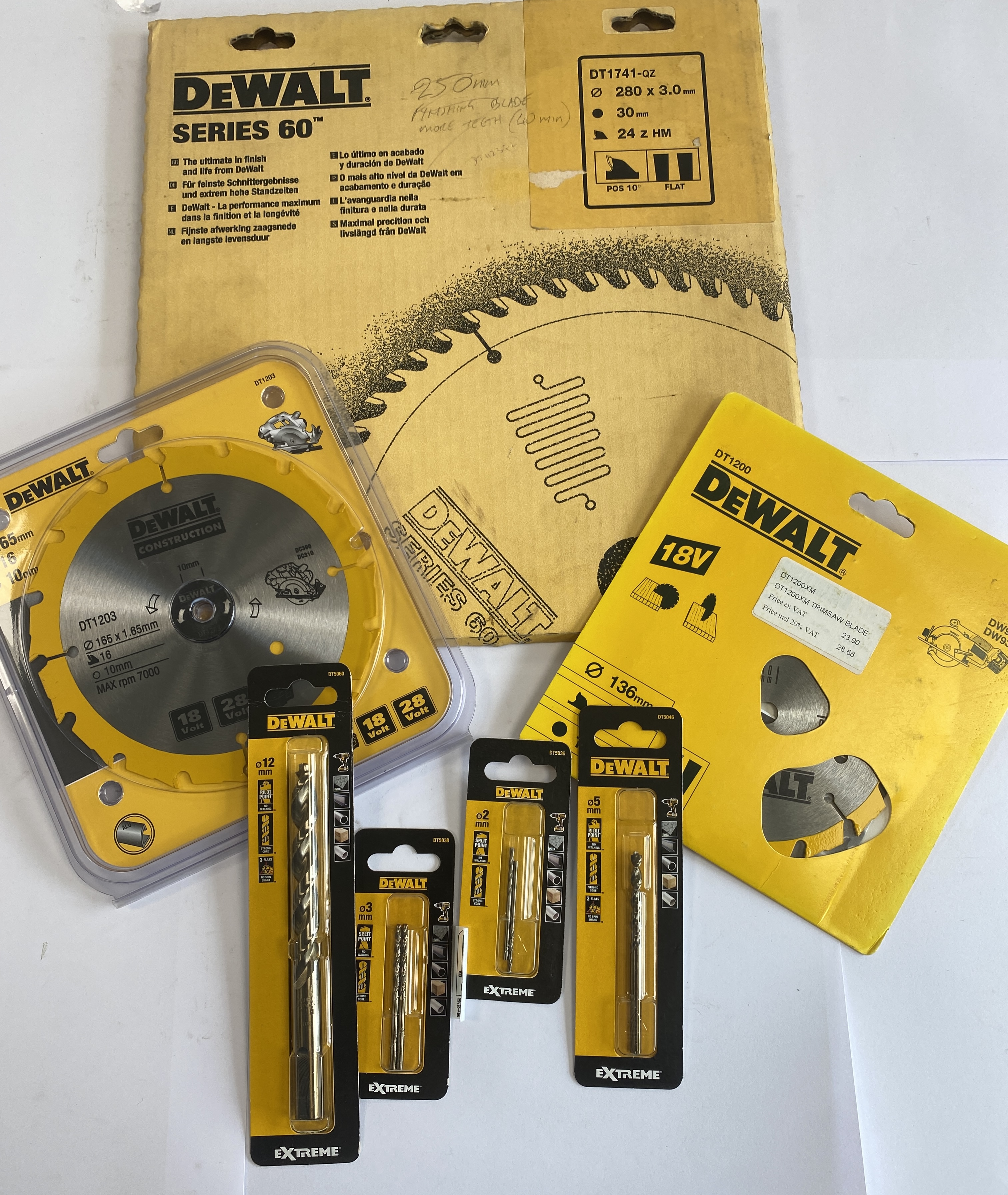 * A Collection of DeWalt Circular Saw Blades and Extreme Series Drill Bits