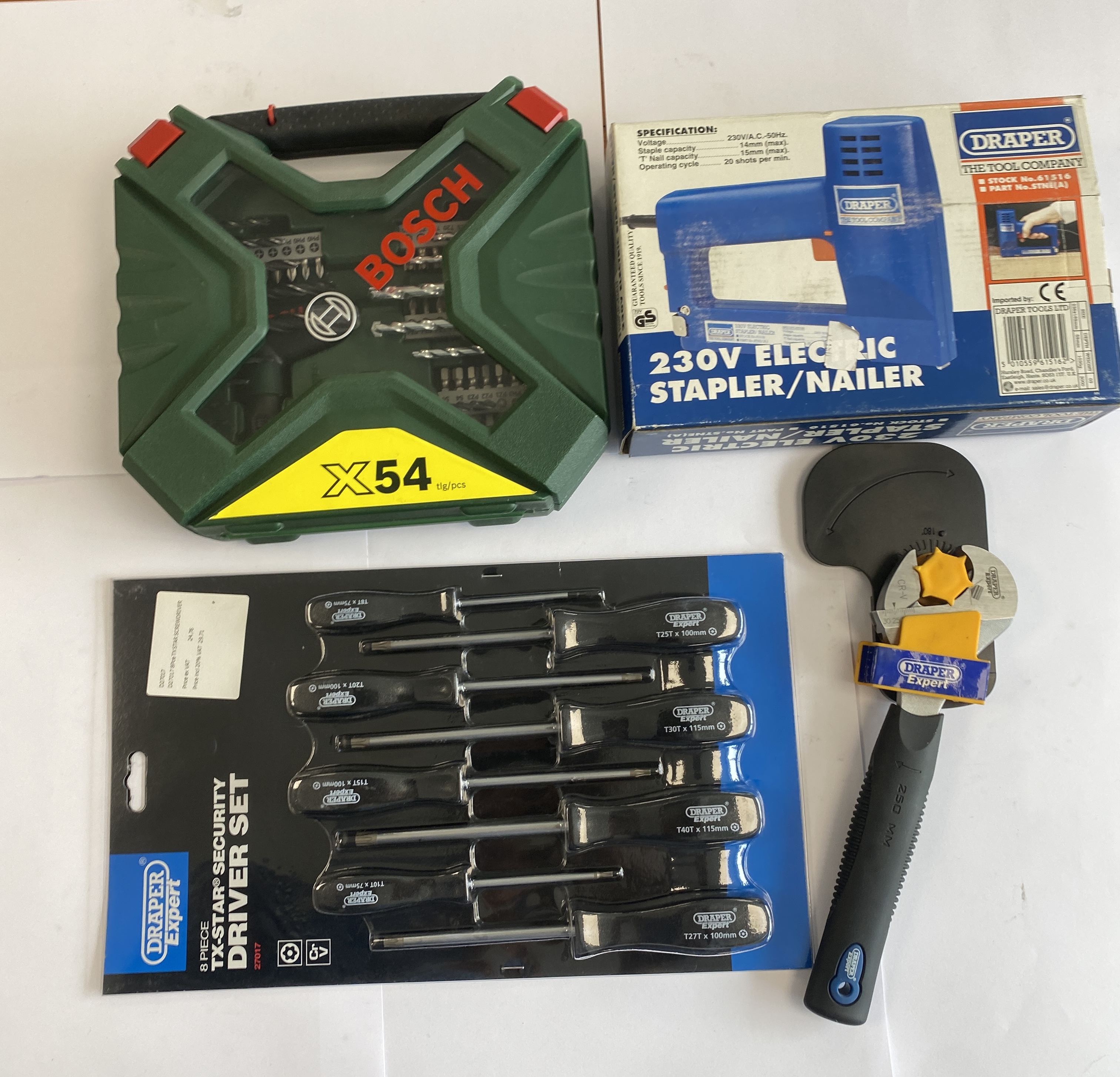 * A Collection of Bosch and Draper Workshop Tools and Accessory Sets