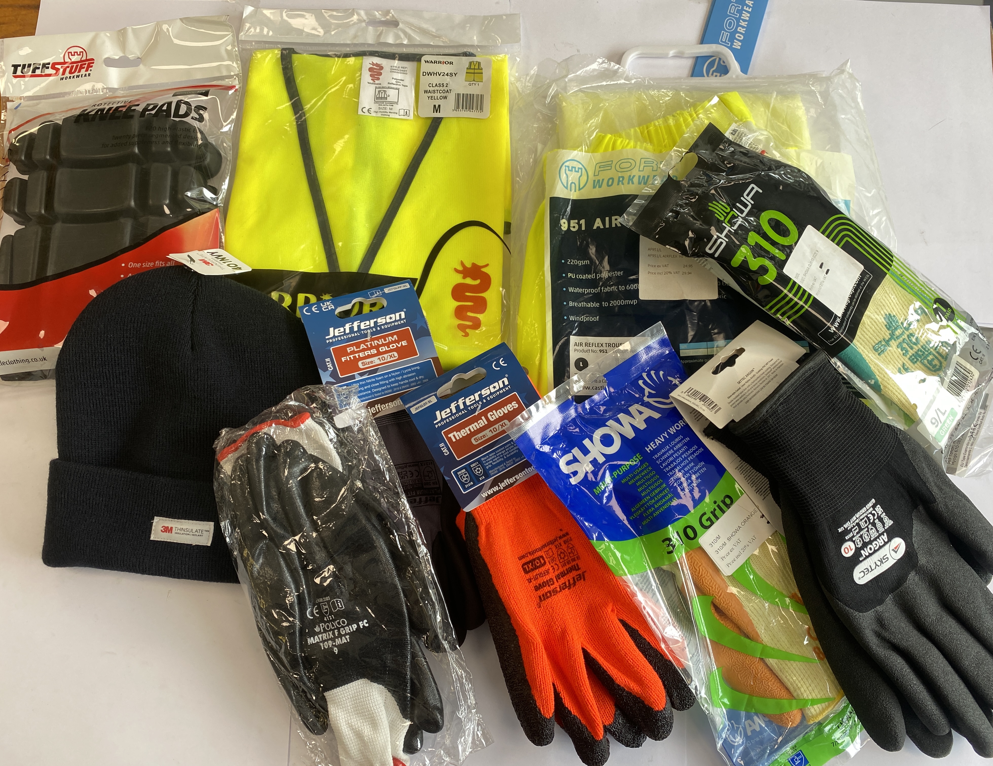 * A Collection of New Personal Protective Equipment and Workwear Including High-Visibility Garments and Industrial Gloves