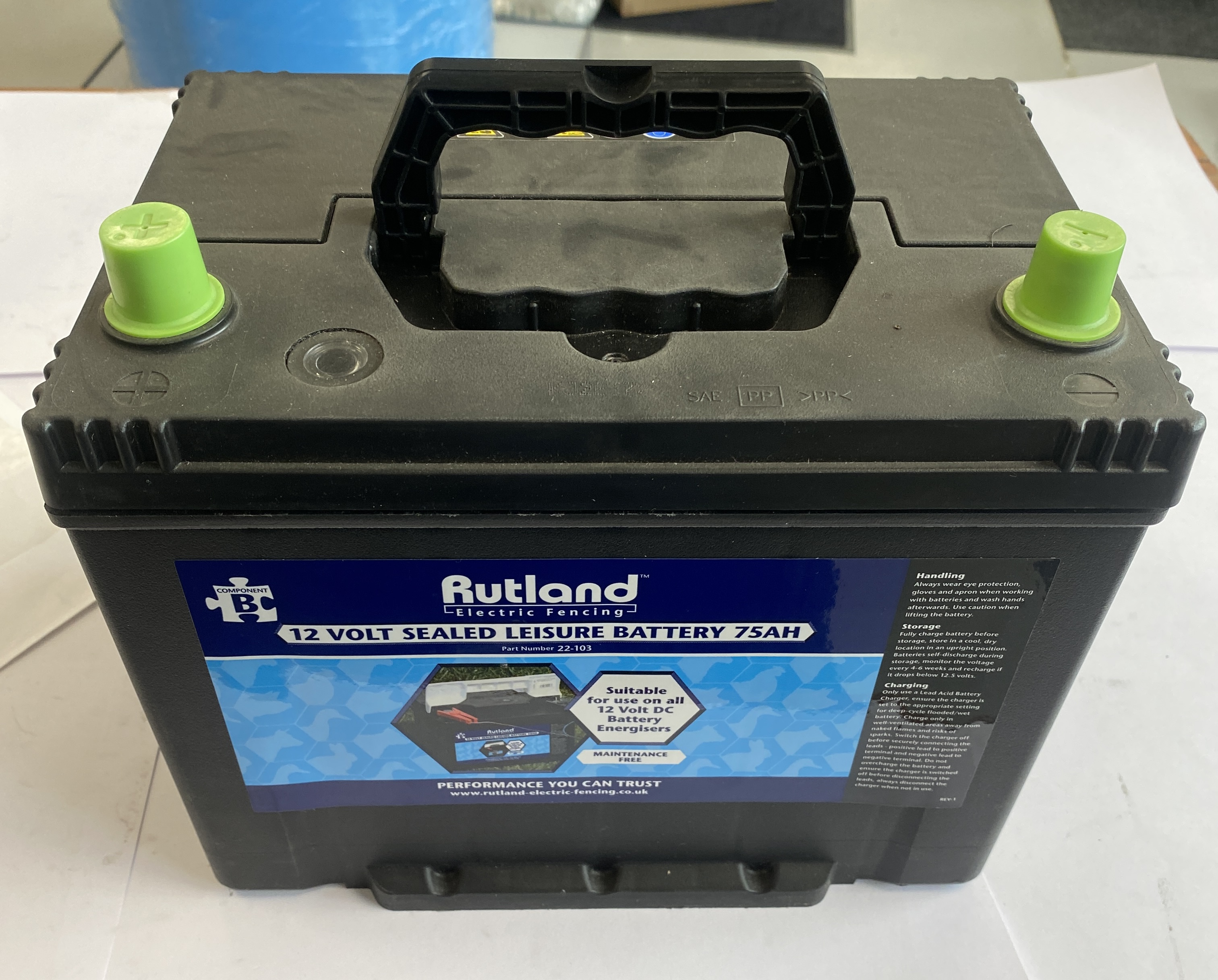 * Rutland Electric Fencing 12 Volt Sealed Leisure Battery 75AH