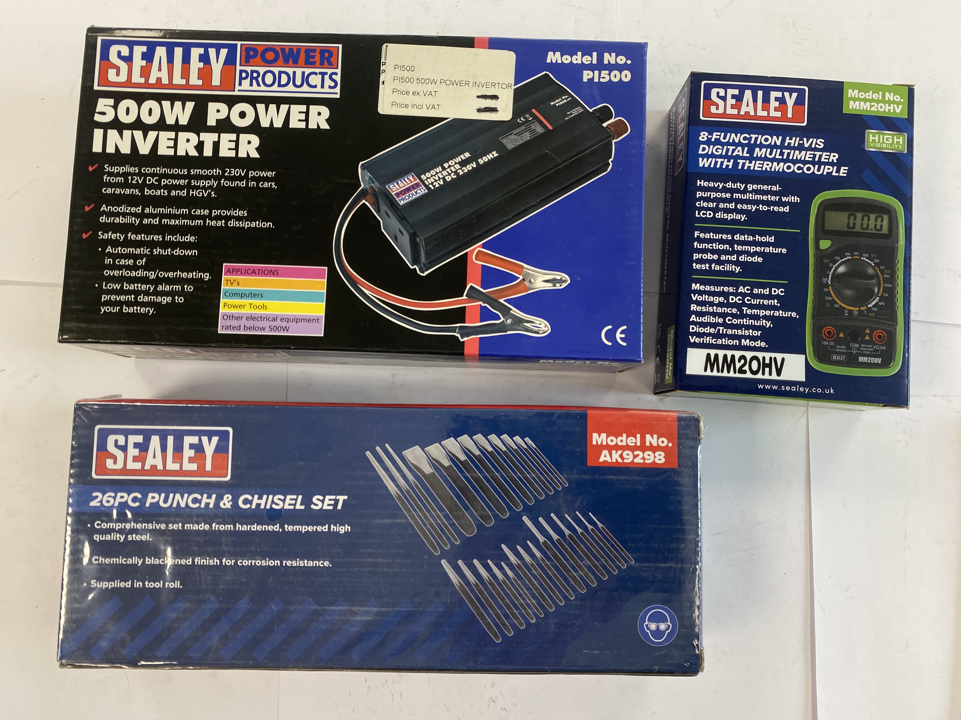 * A Trio of Boxed Sealey Automotive and Workshop Tools
