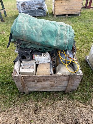 *. Lorry cover and a box of lights
