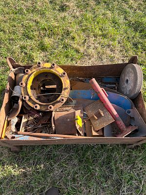 *. A mix of random plough metal, forklift wheel centre, trailer cat stands,