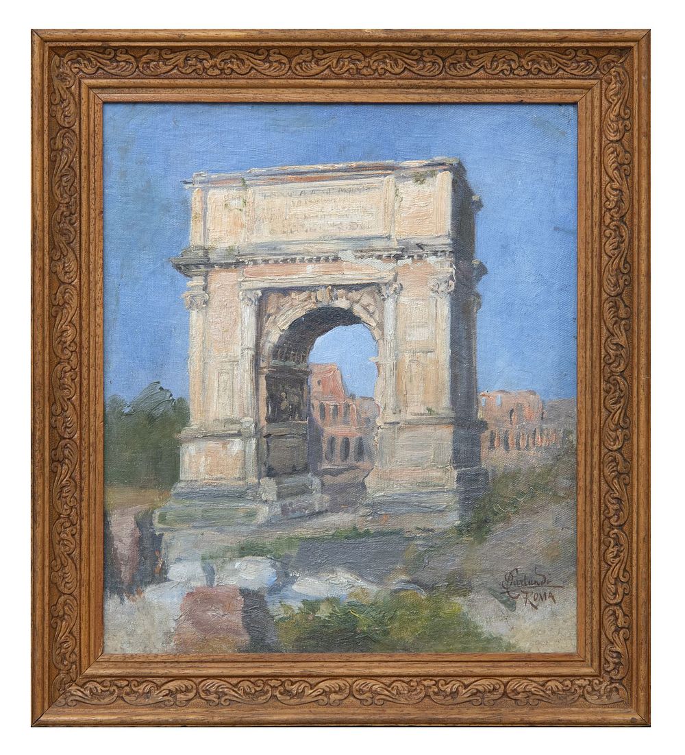 L’ARCO DI TITO DI ONORATO CARLANDI. ONORATO CARLANDI 
(Roma 1848 - 1939) 
ARCO DI TITO 
Olio 