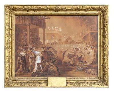 ACQUERELLO BANCHETTO DI FRANCIS PHILIP STEPHANOFF. FRANCIS PHILIP STEPHANOFF (Inghilterra 1790 - 