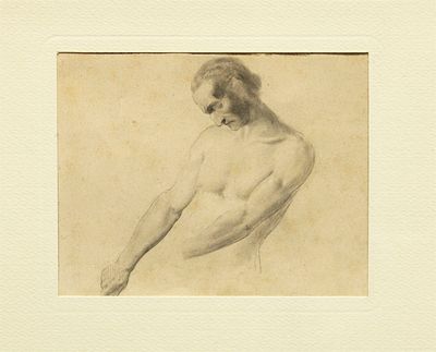 DISEGNO UOMO, XIX SECOLO. PITTORE ITALIANO, XIX SECOLO FIGURA DI UOMO Matita e carboncino su 