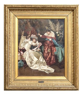 DIPINTO LA CUCITRICE DI ALESSANDRO SANI. ALESSANDRO SANI (Firenze 1856 - 1927) LA CUCITRICE Olio 