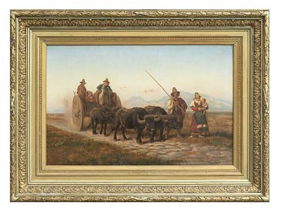 RITORNO DALLE PALUDI PONTINE DI CARLO COLEMAN. CARLO COLEMAN (Pontefract 1807 - Roma 1874) 