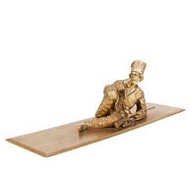 Russian Gilt Bronze Paperweight “Circassian with the Pipe”. A Russian gilt bronze paperweight. 