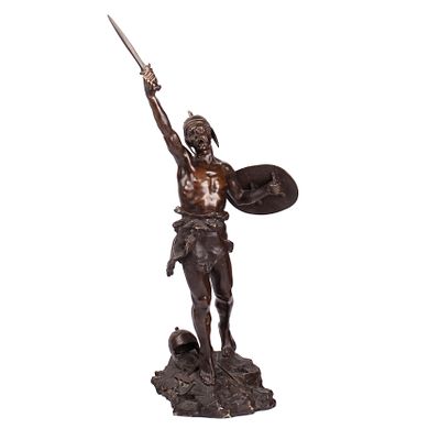 Bronze Figure of Vercingetorix Triumphant Against the Romans by Henryk KOSSOWSKI II (1855-1921). 