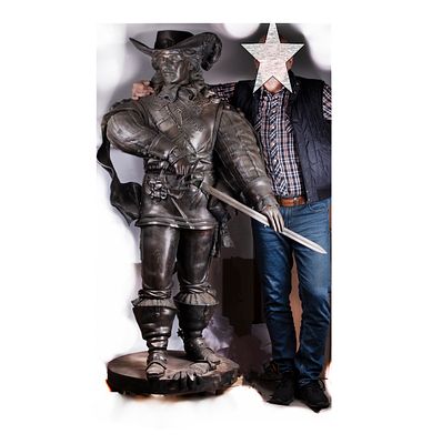 Bronze Sculpture of a d’Artagnan Musketeer in Full Human Growth. Bronze sculpture of a 