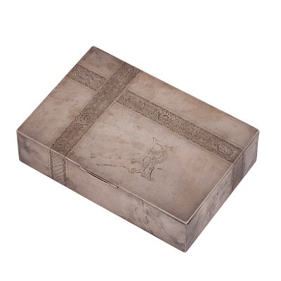 Soviet Era Silver-Gilt Cigar Box. A Soviet silver-gilt cigar box, Latvia, 1937. Rectangular form 