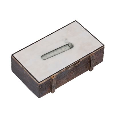 Very Unusual Russian Silver-Gilt and En-Plein Enamel Cigar Box by P. Millukov. A very unusual 