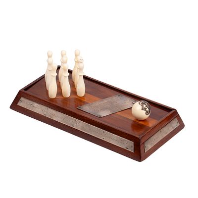 Fabergé Rare Commemorative, Card and Chalk Box in the Form of a Skittle Alley. Fabergé. Card and 