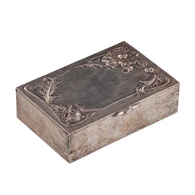 Russian Art-Noveau Style Silver Cigar Box. Silver Cigar BoxMaker: Nikolay Zverev, Moscow 