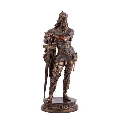 French cast iron figure of a warrior king, probably Vercingetorix, circa 1900A finely modelled 