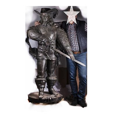 Bronze Sculpture of a d’Artagnan Musketeer in Full Human Growth. Bronze sculpture of a 