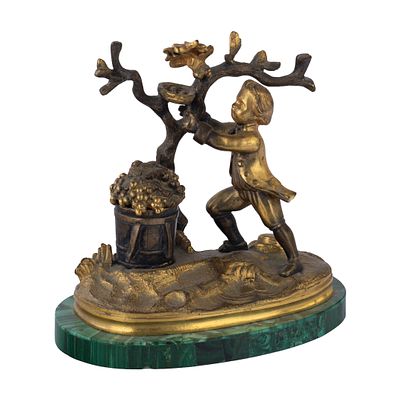 Russian Ormolu and Malachite Pastoral Cabinet Bronze. Russian Ormolu and Malachite Pastoral 