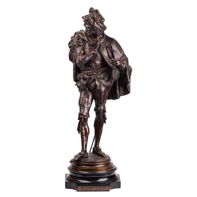 Antique Bronze Sculpture of Musketeer by Auguste Joseph CARRIER (1800-1875). Auguste Joseph 