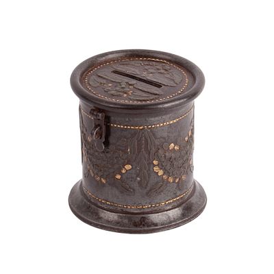 Russian Tula Money Box, Tula, 1850s. A Russian Tula Money BoxRussia, Tula, 1850sSteel, tin 