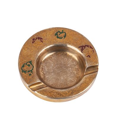 Silver-Gilt and Champleve Enamel Ashtray by Emil Radke. An interesting silver-gilt and champlev&eacute; 