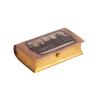 Trompe-l’oeil Silver Snuff Box in the Form of a Book with Niello View of the Moscow Kremlin 