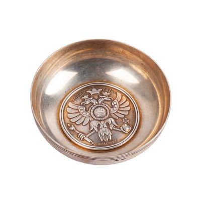 Faberg&eacute;. Silver Ashtray Commemorating the War of 1914, Moscow, 1914. A Rare Russian Silver 