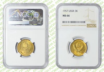 3 копейки	1957	год	NGC MS 66