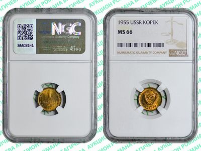 1 копейка	1955	год	NGC MS 66 ПРЕД-ТОП ГРЕЙД