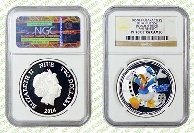 2 Доллара 	2014	год	NGC PF 70 ULTRA CAMEO Дональд Дак ТОП ГРЕЙД
. ЦВЕТНАЯ. ДИСНЕЕВСКИЙ ПЕРСОНАЖ 