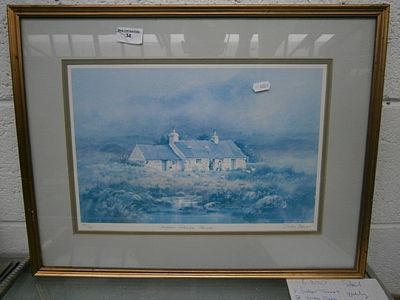Judy Boyes limited edition print, Crofters cottage, Glencoe