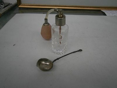 Small silver ladle stamped 925 and atomiser