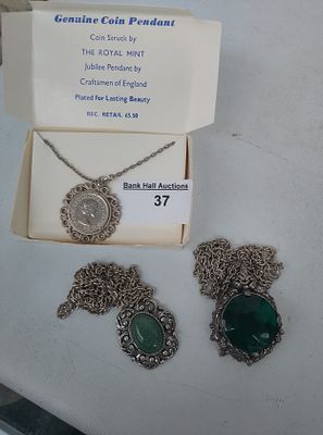 Three ladies necklaces with pendants