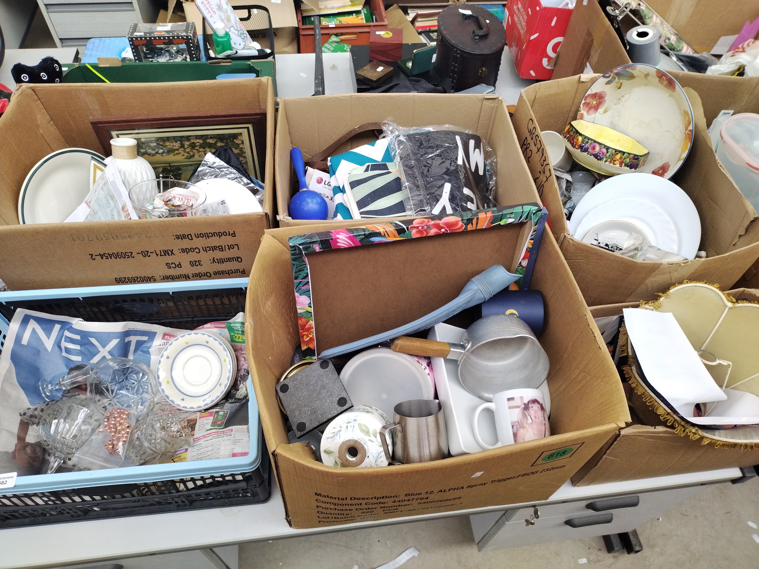 Six boxes of general household items