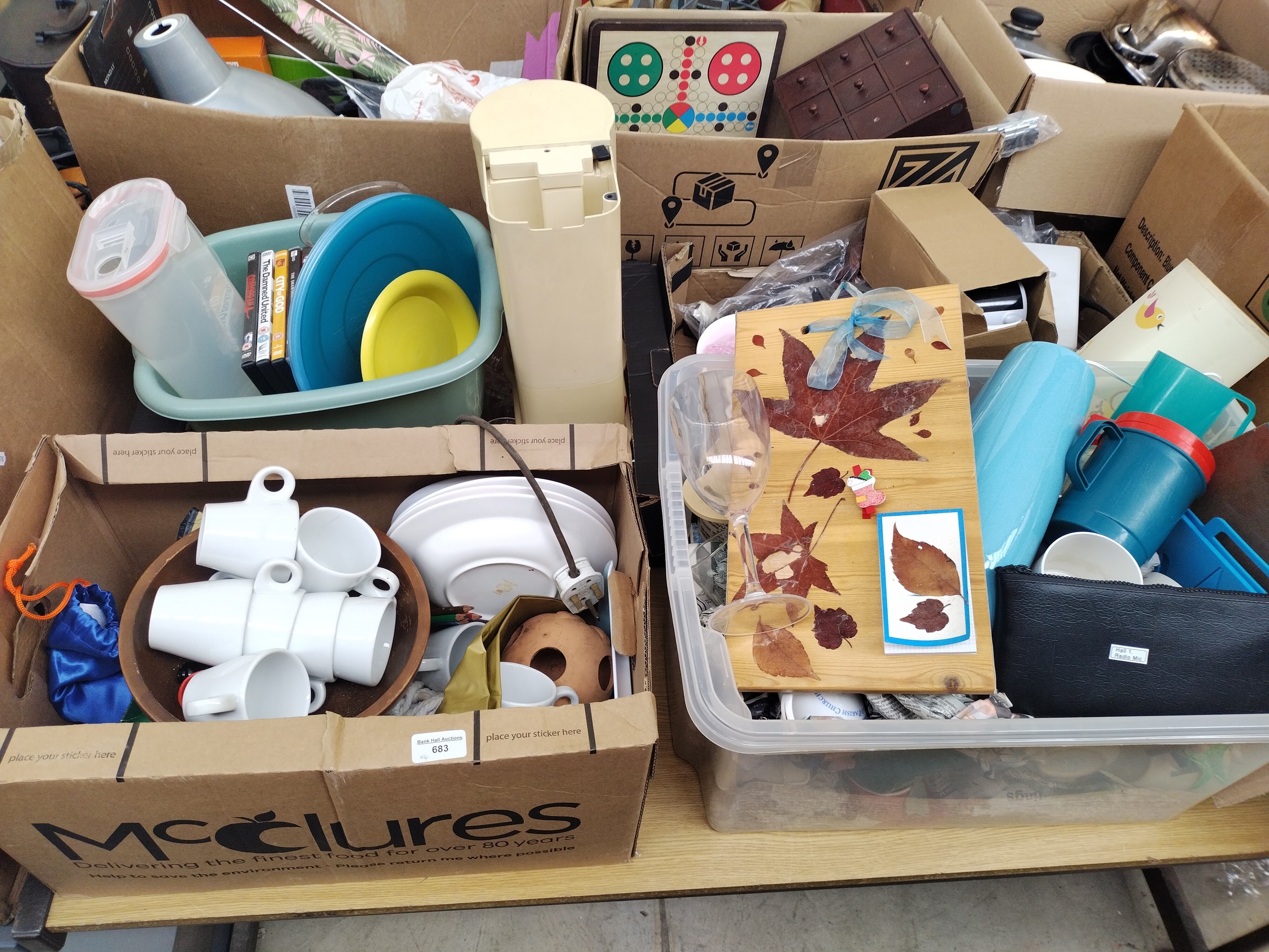 Four boxes of general household items