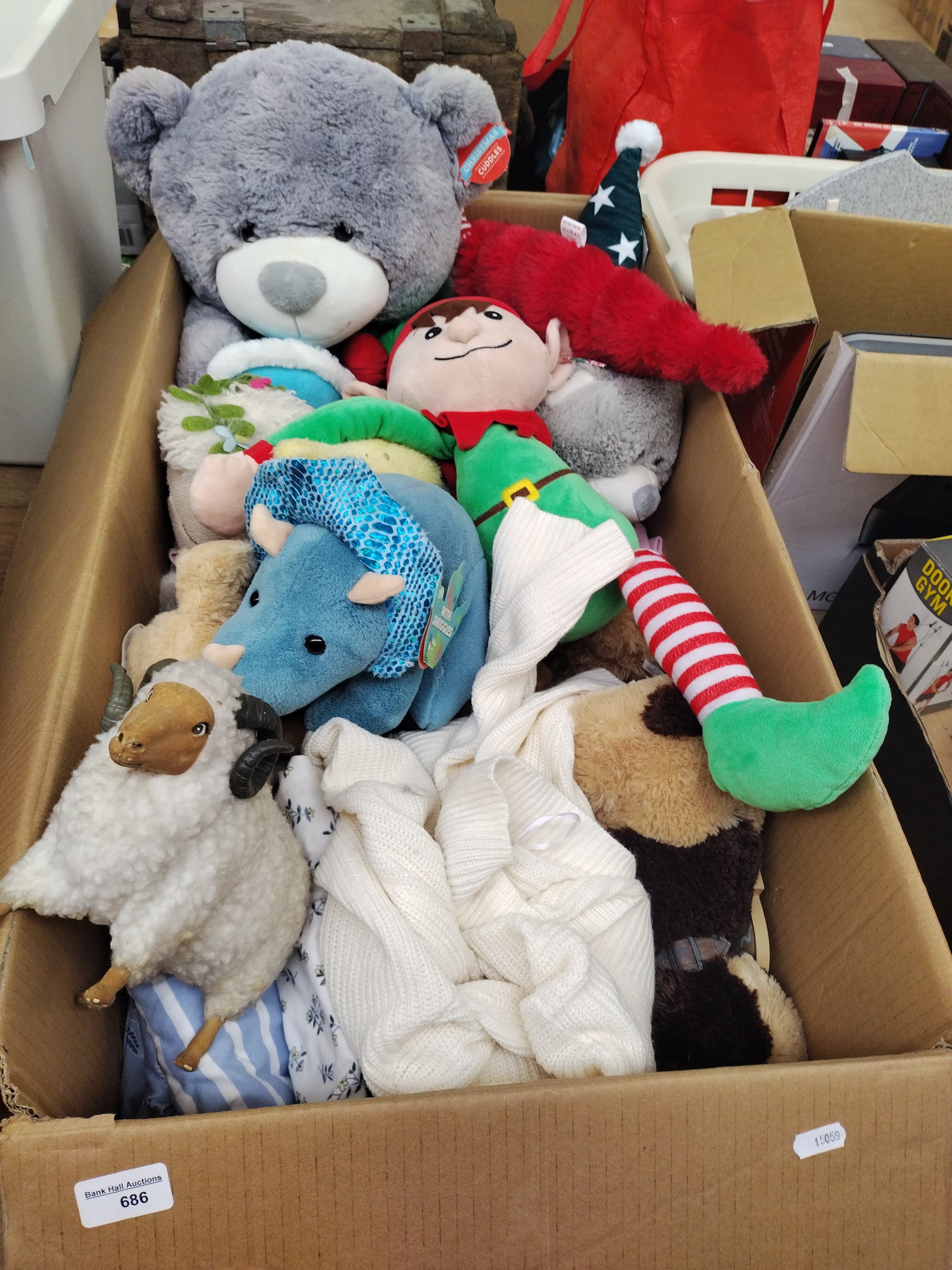 Large box of soft toys