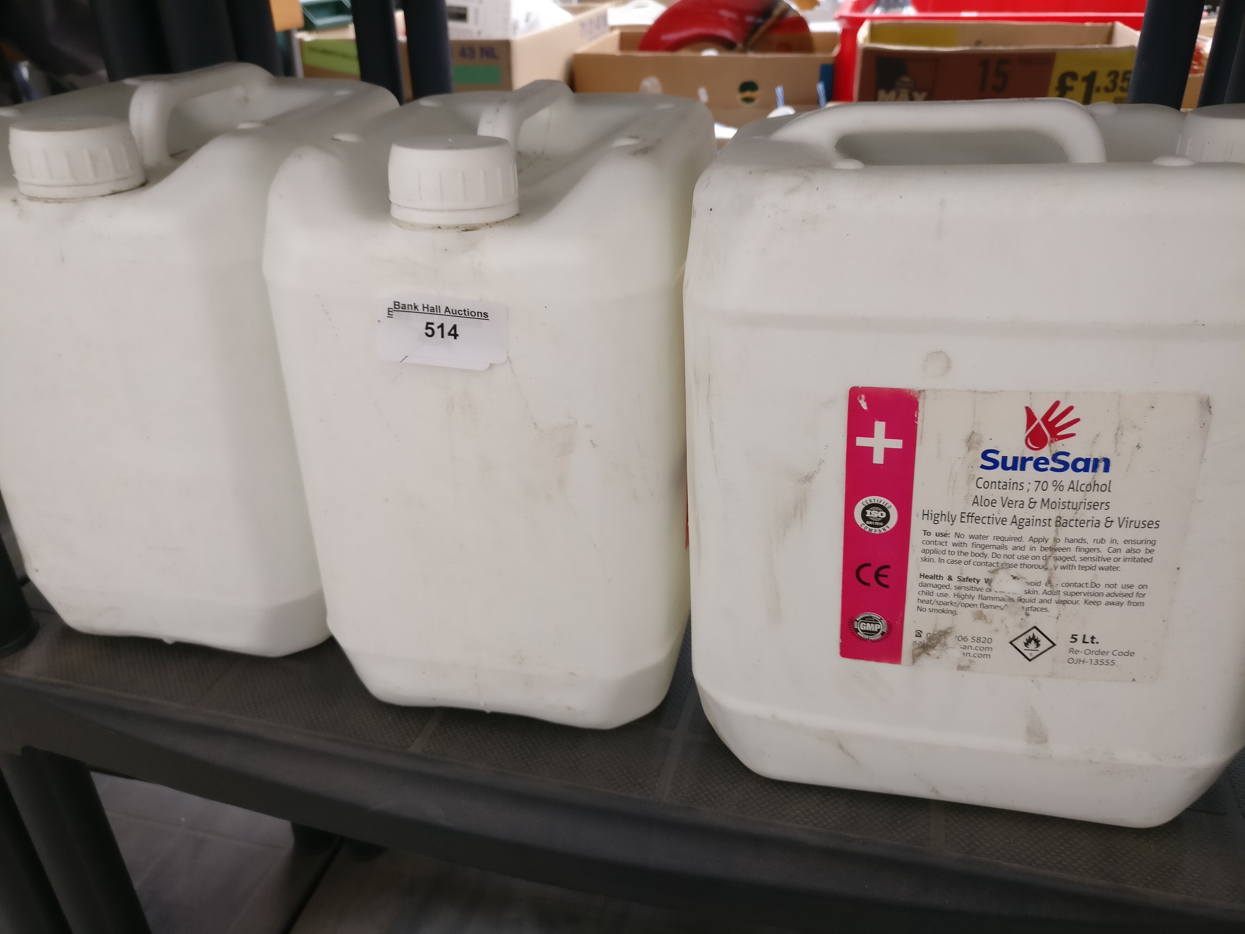 Three 5L bottles of SureSan