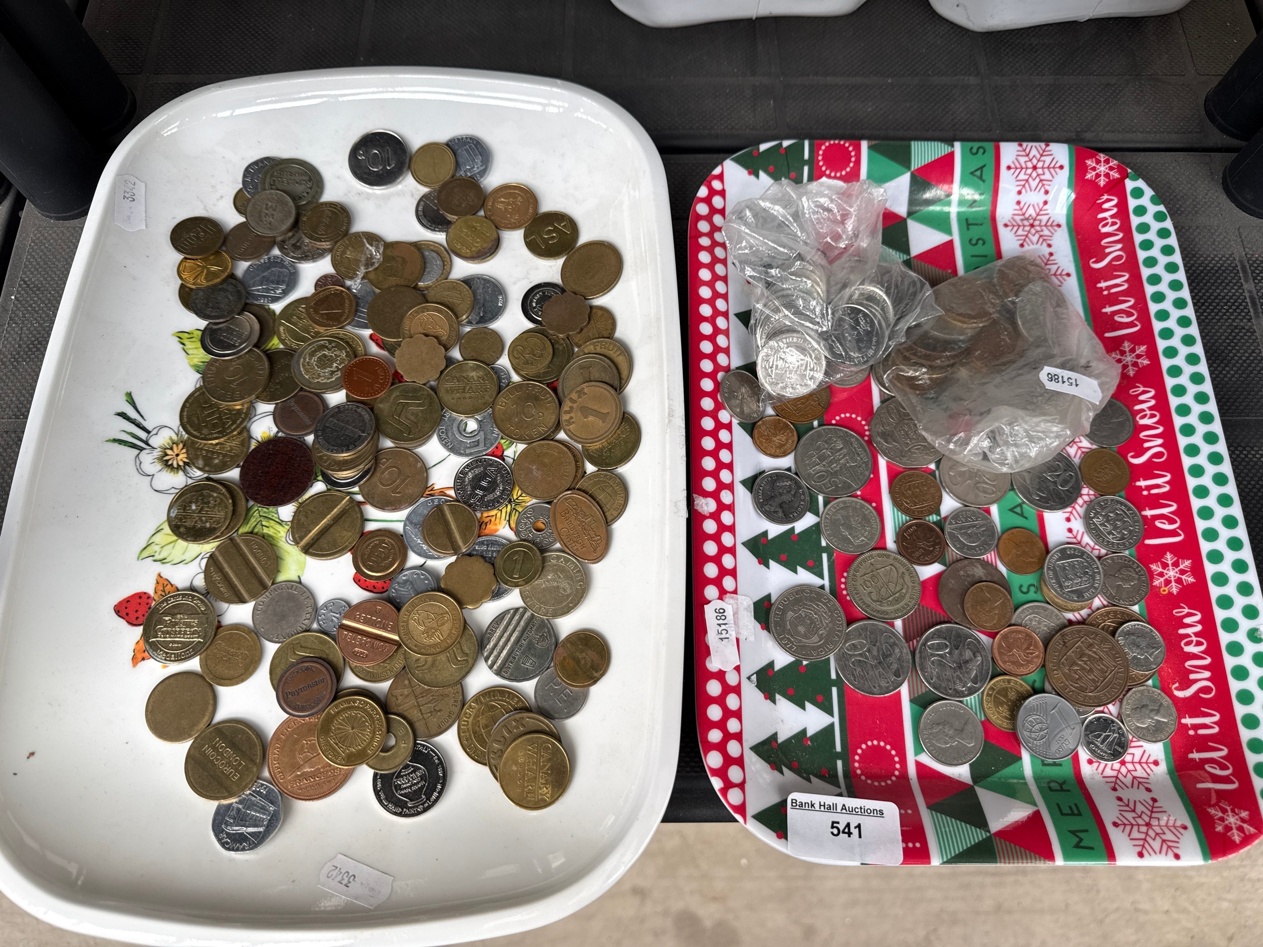 Collection of old coins and tokens