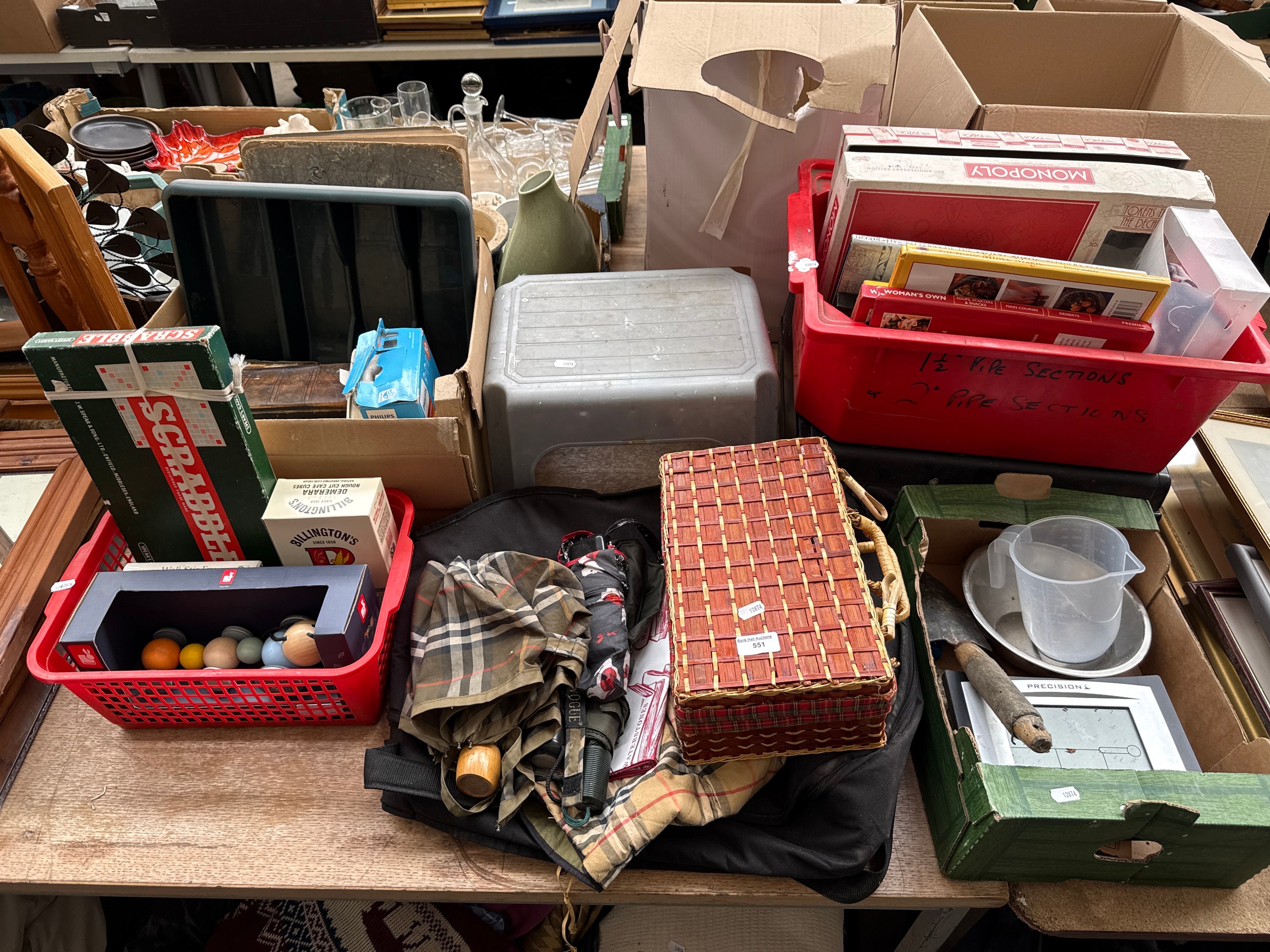 Lot inc books, umbrellas, games, etc
