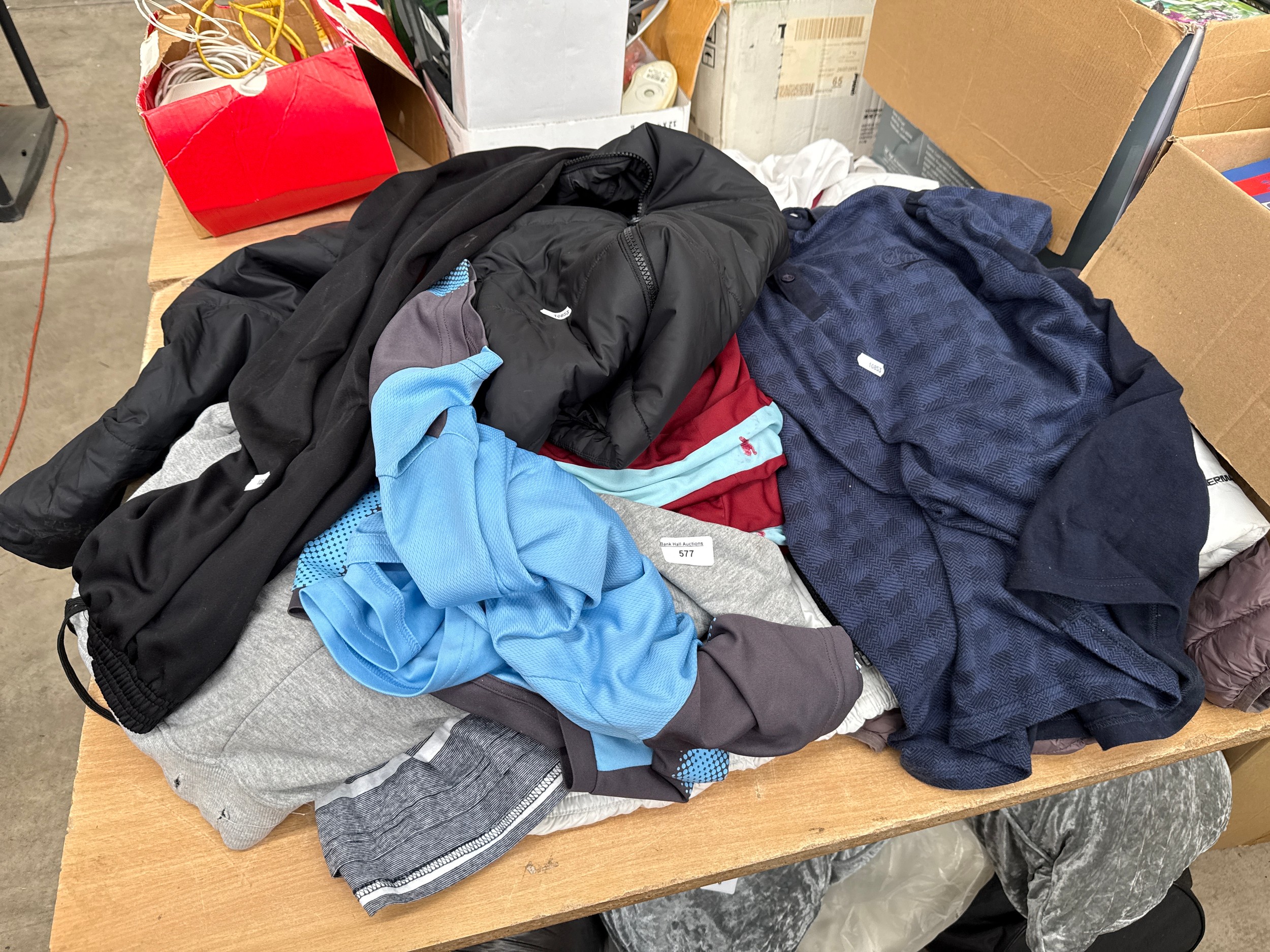 Collection of clothing, mostly Burnley FC