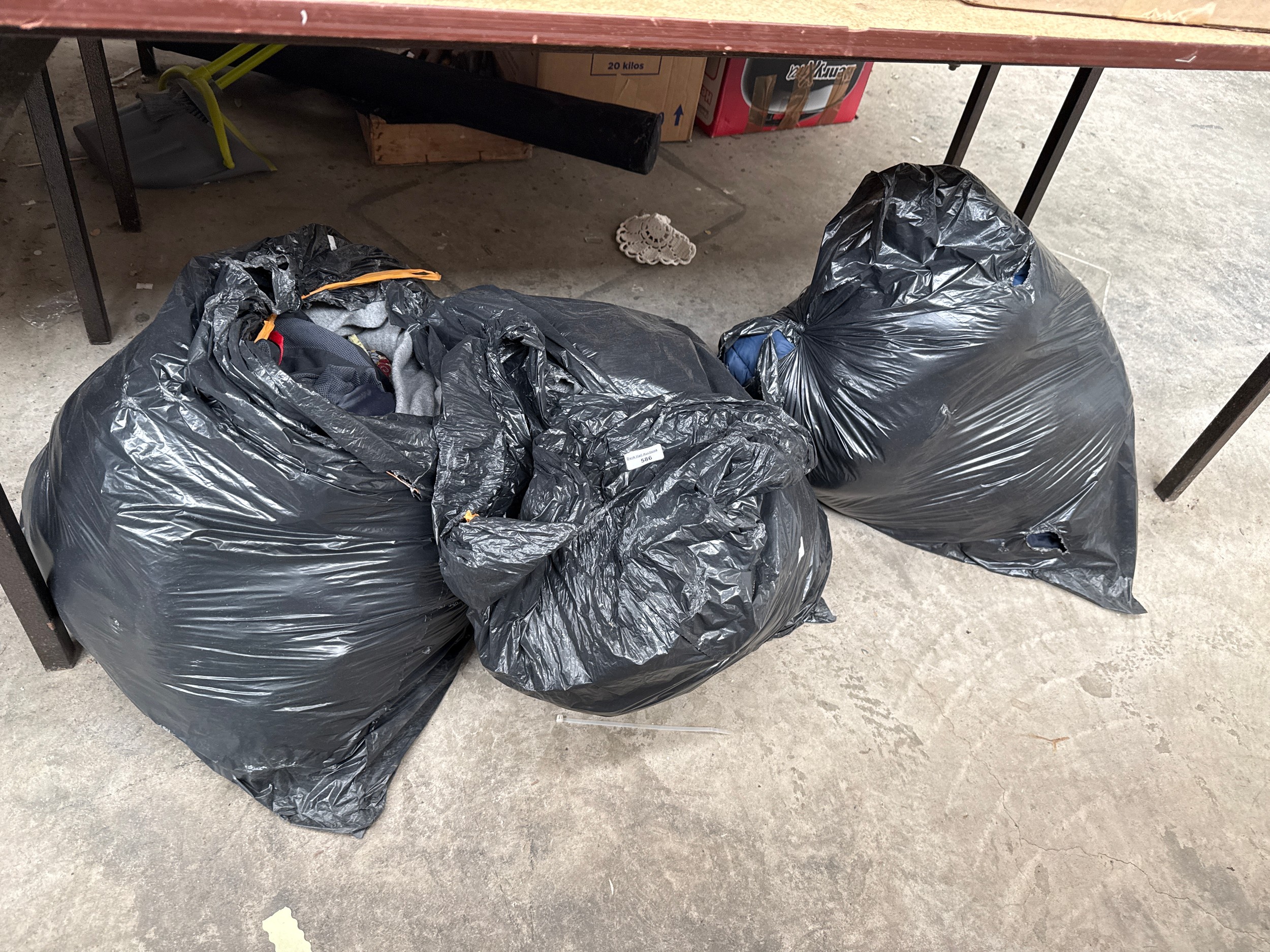 Three bags of clothing