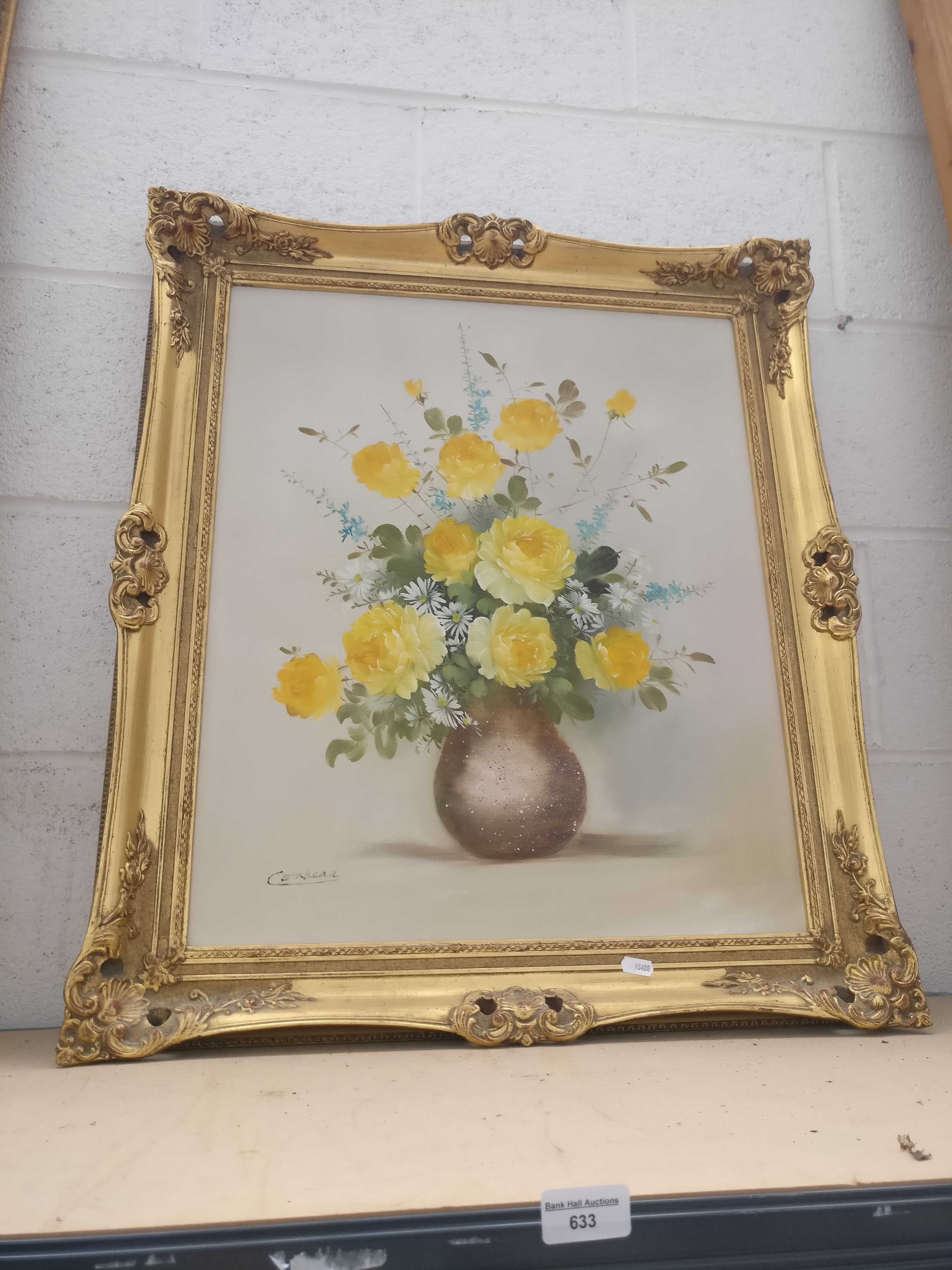 Large gilt framed still life painting