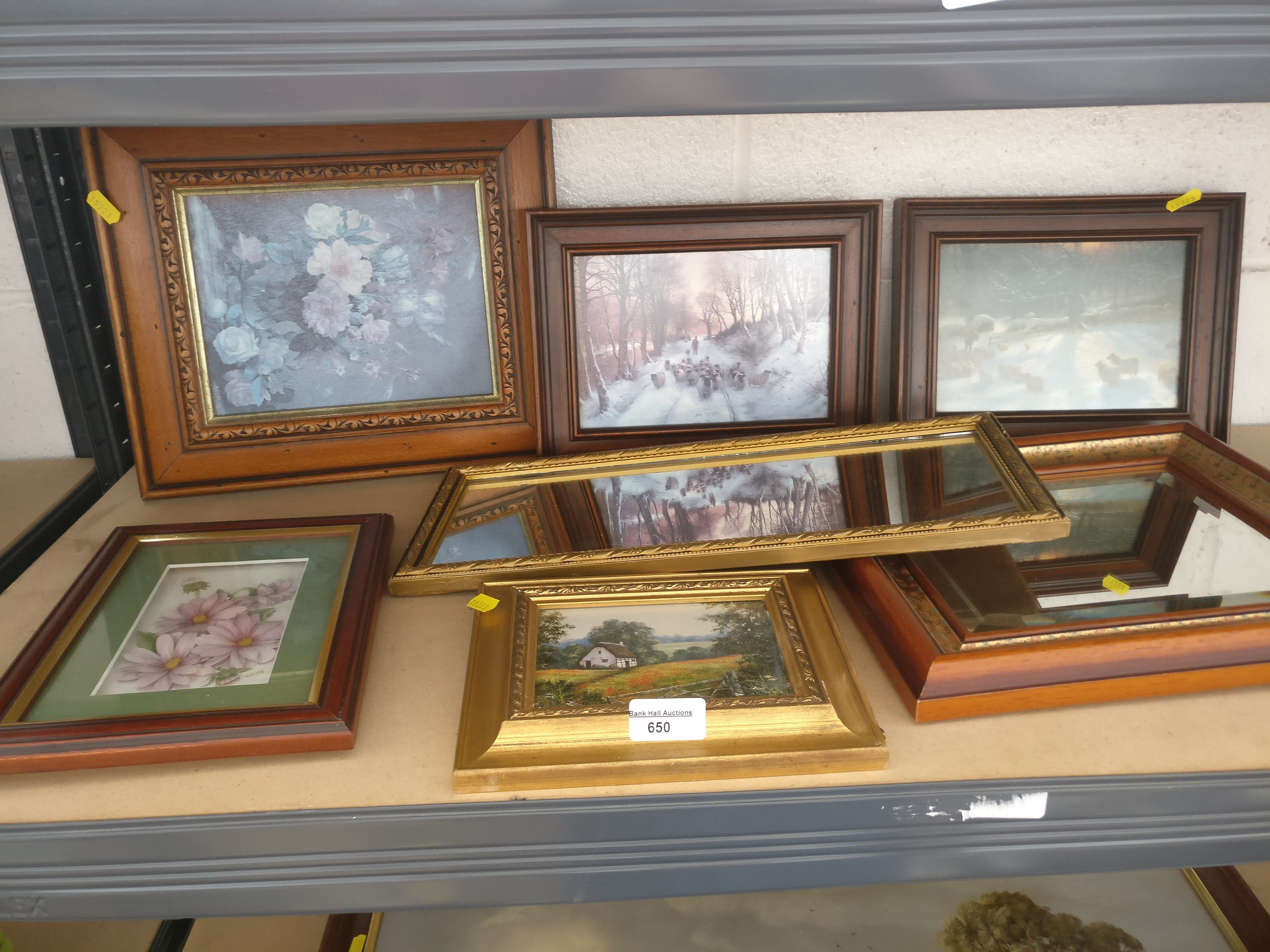 Five artworks and two small mirrors