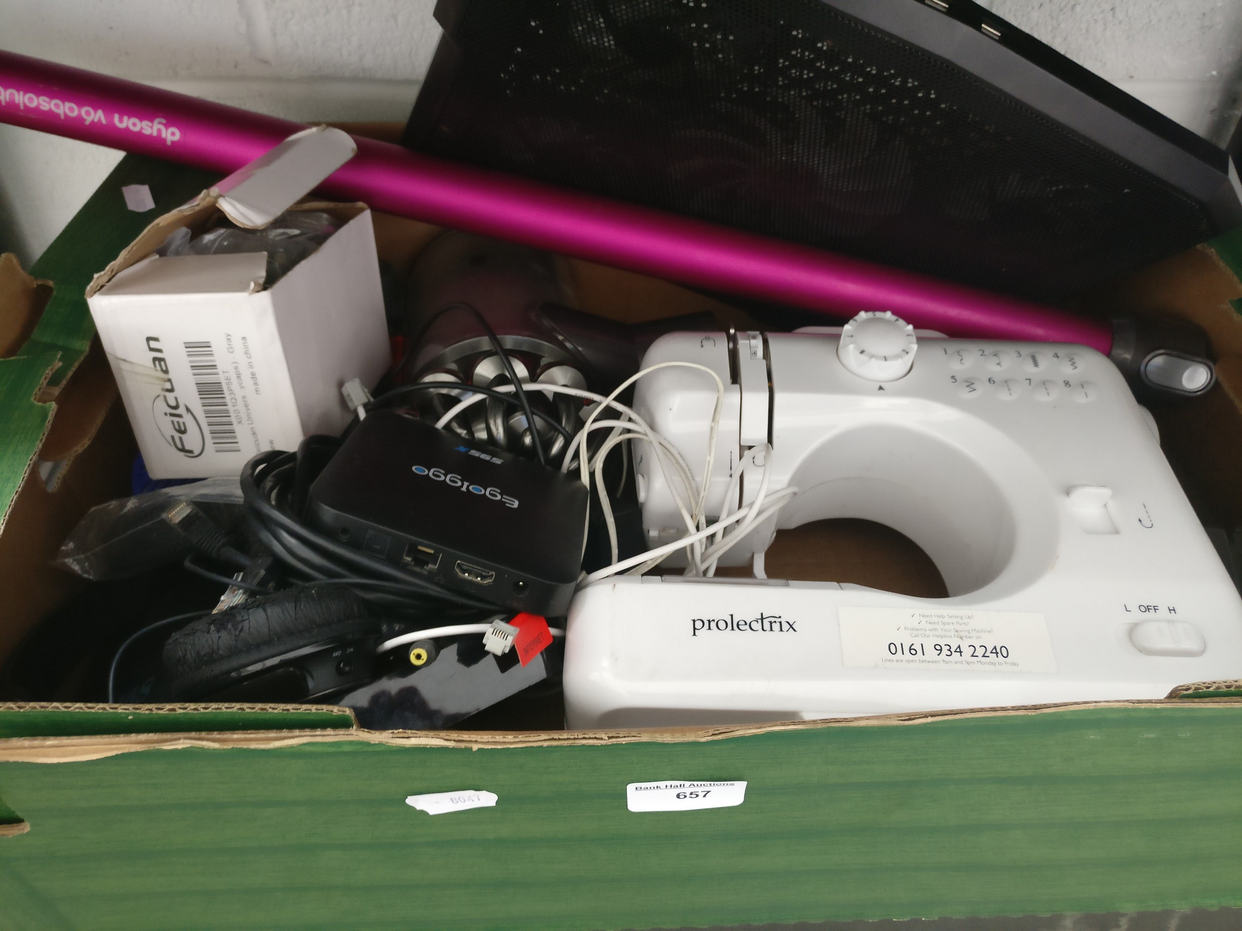 Box inc sewing machine, cordless vacuum cleaner, headphones, etc